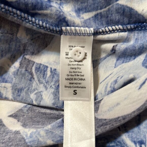 LuLaRoe S ELLIE Blue White Floral Long Sleeve A Line Midi Shirt Dress - Picture 14 of 16